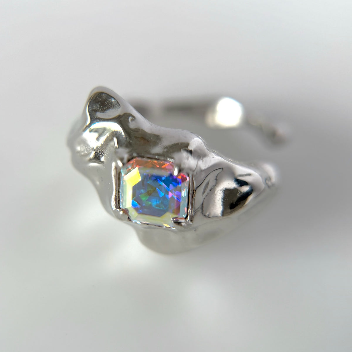 [ aurora crystal ]  melt ring  silver