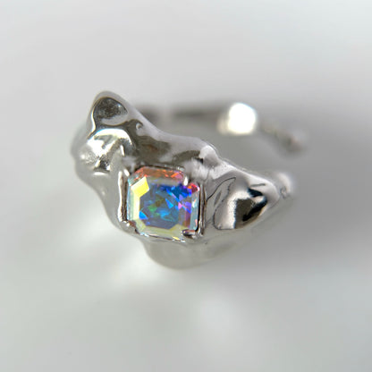 [ aurora crystal ]  melt ring  silver