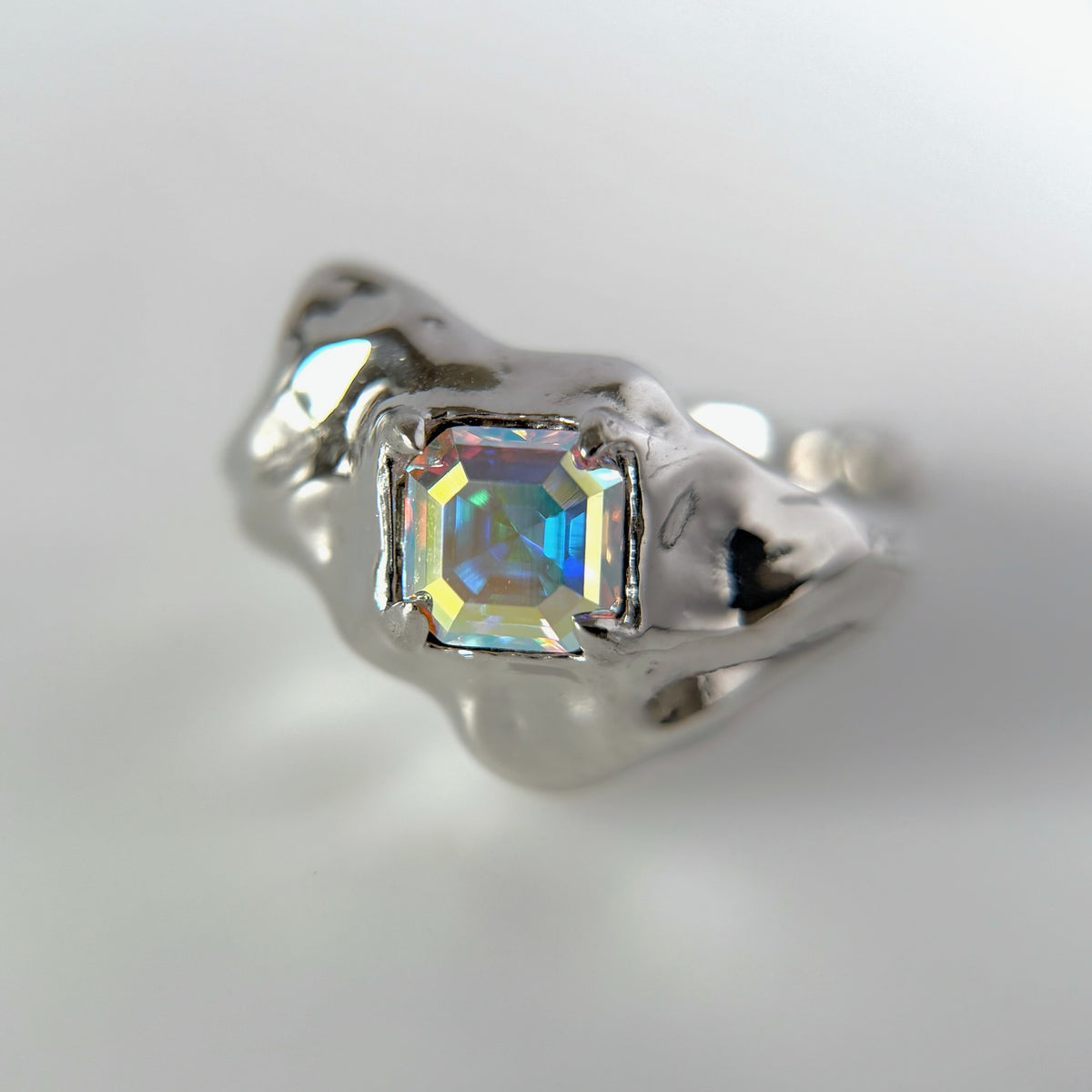 [ aurora crystal ]  melt ring  silver