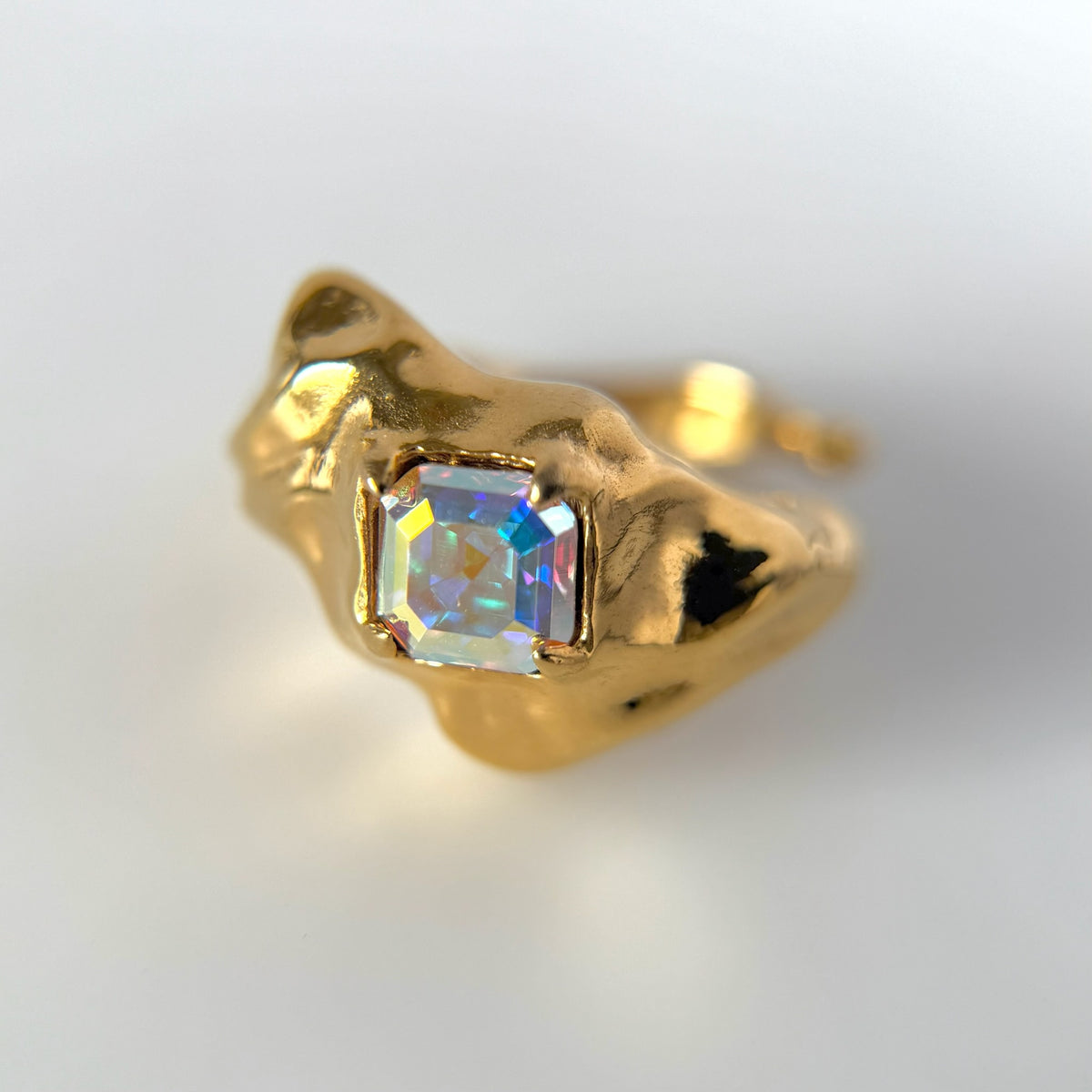 [ aurora crystal ]  melt ring  gold