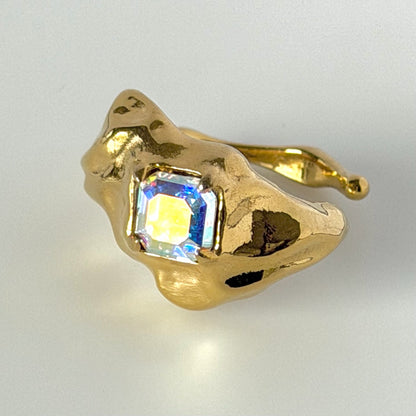 [ aurora crystal ]  melt ring  gold