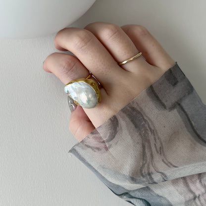 oyster pearl full order ring gold