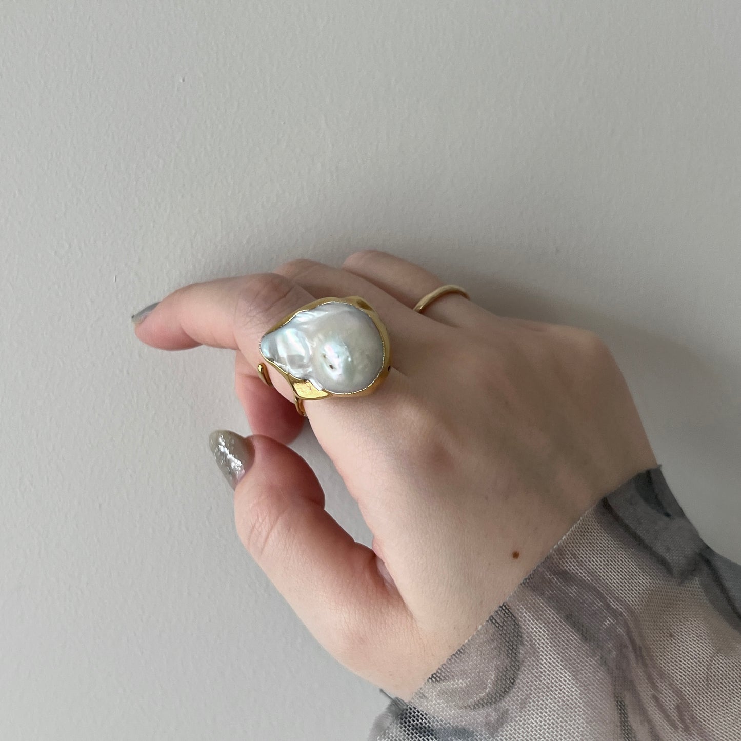 oyster pearl full order ring gold