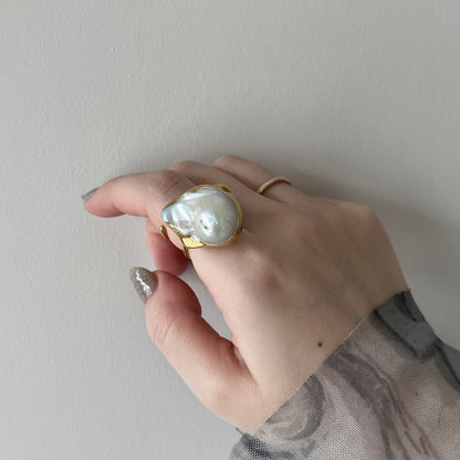 oyster pearl full order ring gold