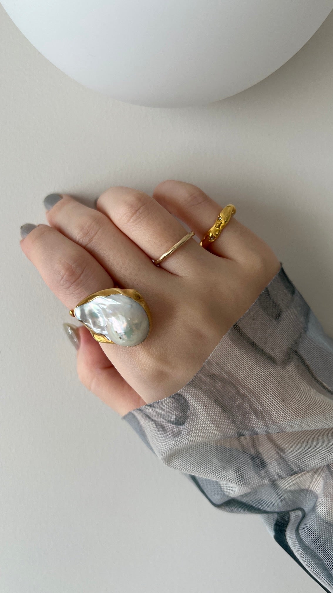 oyster pearl full order ring gold