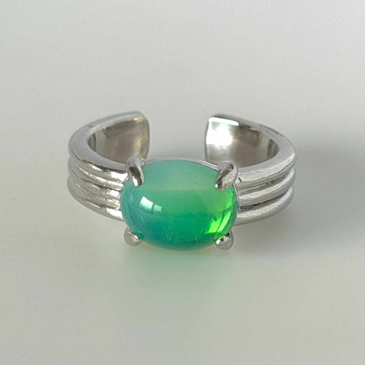 [ vintage green glass ] trois silver