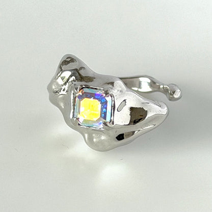 [ aurora crystal ]  melt ring  silver