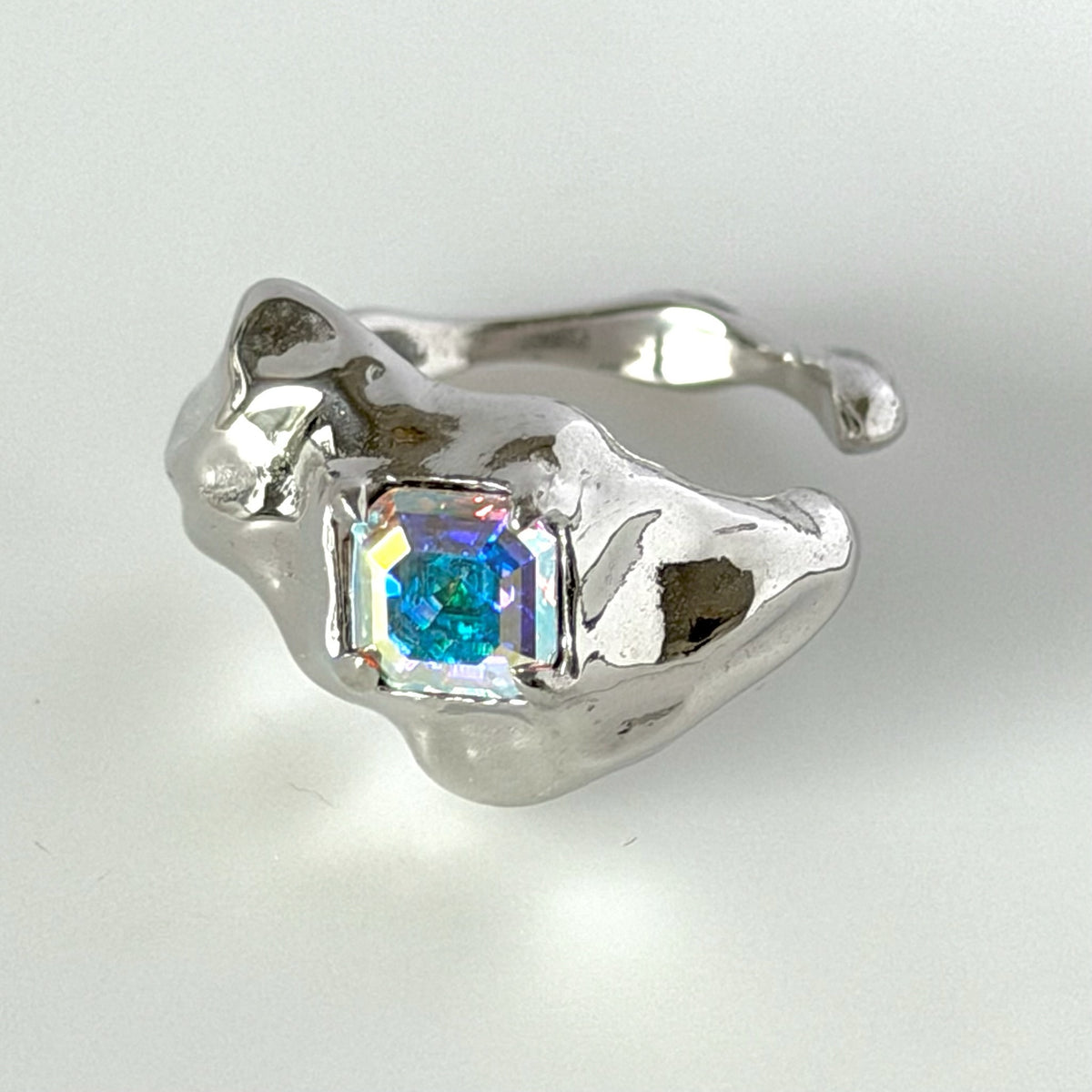 [ aurora crystal ]  melt ring  silver