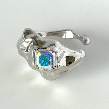 [ aurora crystal ]  melt ring  silver