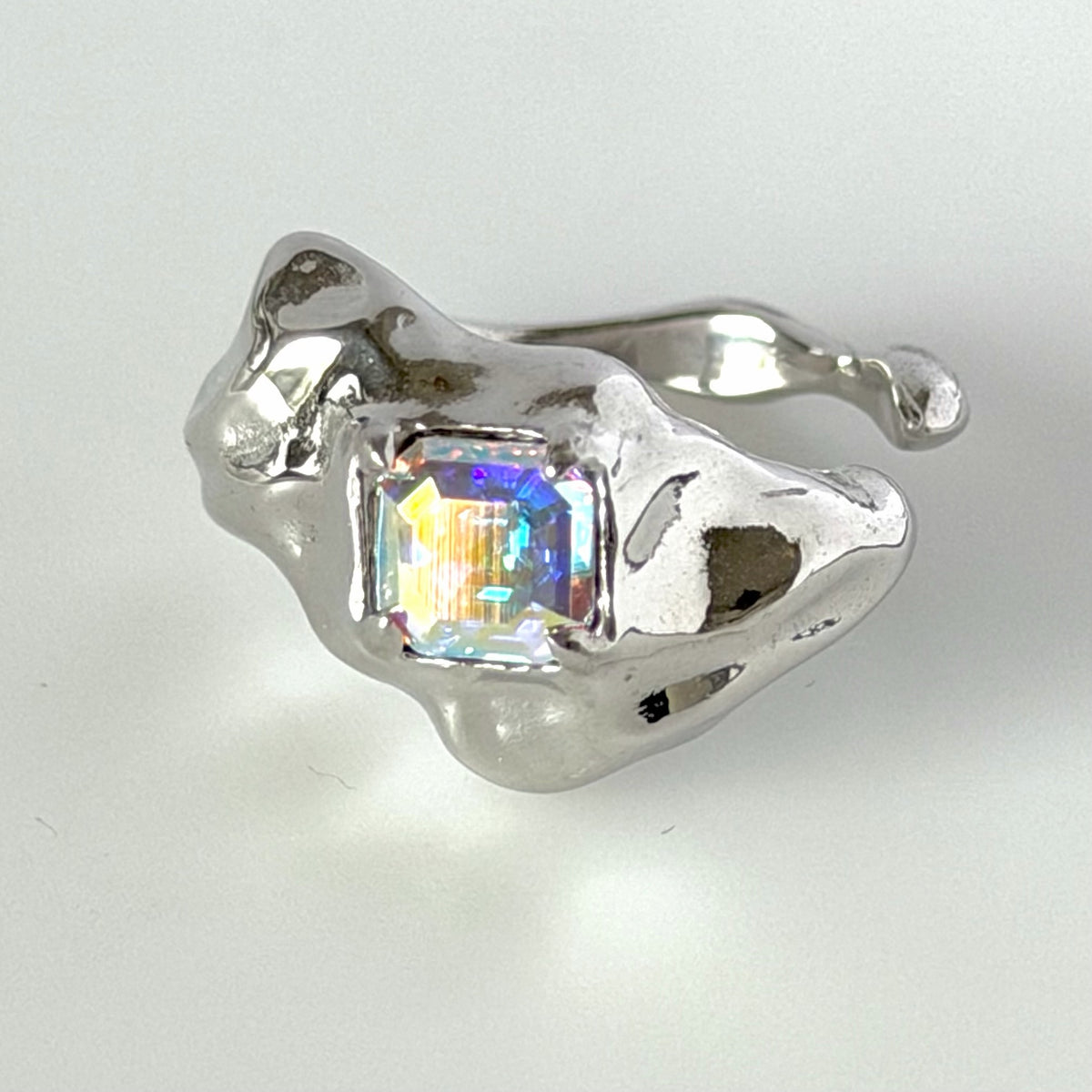 [ aurora crystal ]  melt ring  silver