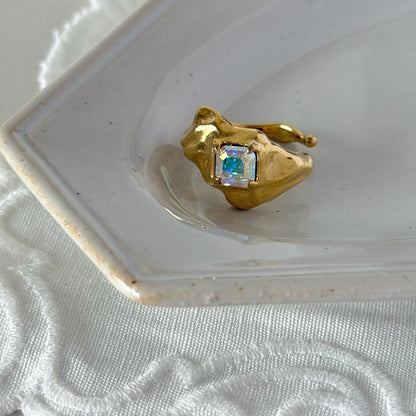 [ aurora crystal ]  melt ring  gold
