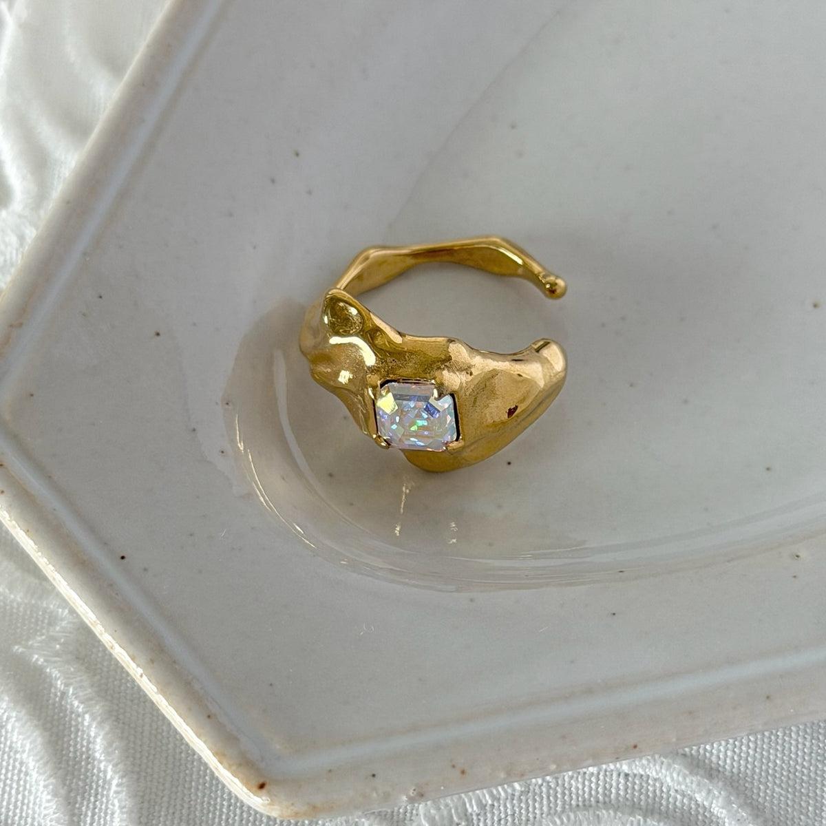 [ aurora crystal ]  melt ring  gold