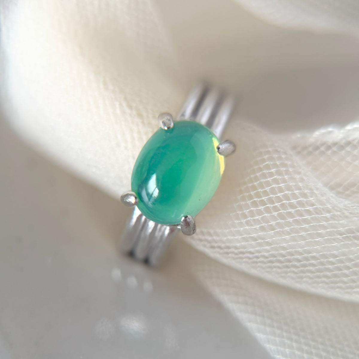 [ vintage green glass ] trois silver