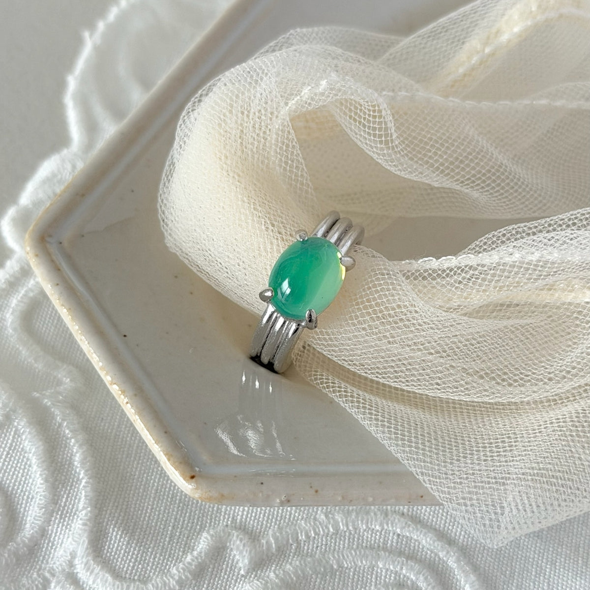 [ vintage green glass ] trois silver
