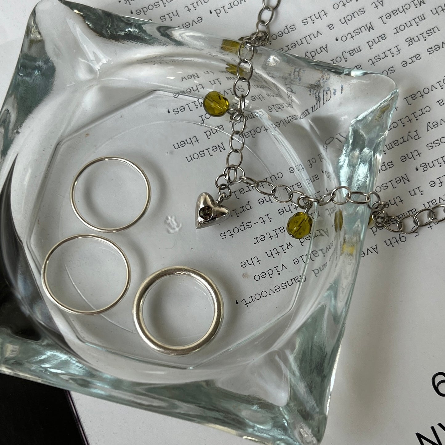 [ andalusite ] heart motif charm bracelet silver