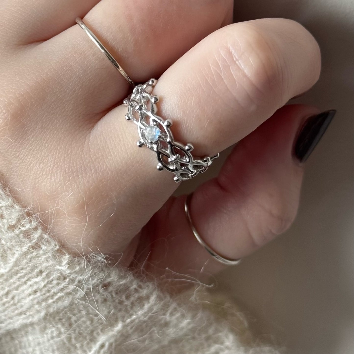 [ moon stone ] lace stone silver