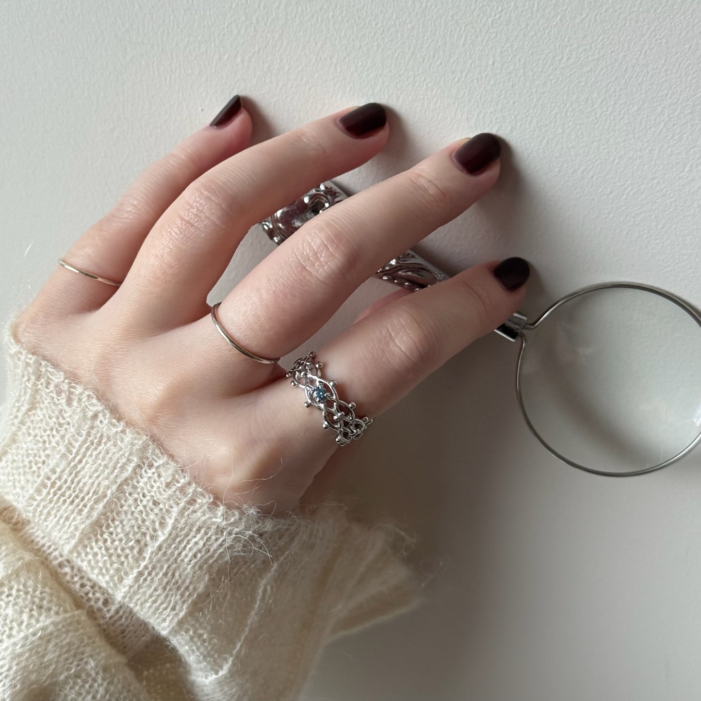 [ moissanite ] lace stone silver