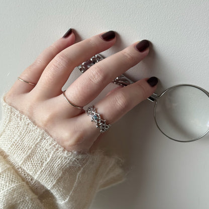 [ moissanite ] lace stone silver