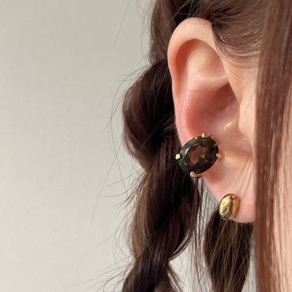 [ smoky quartz ] GEM ear cuff gold [ free size ]