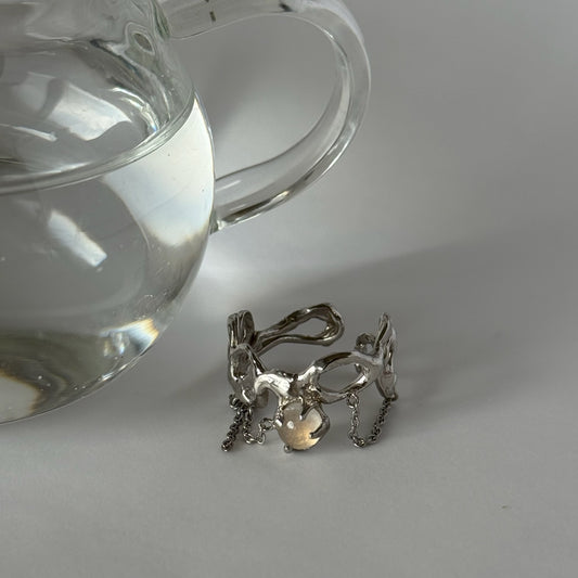 [ royal blue moon stone ] nuanced mesh silver [ free size ]