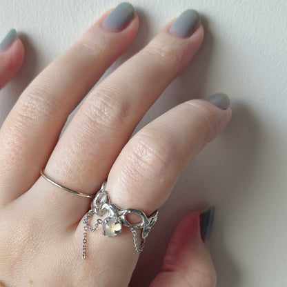 [ royal blue moon stone ] nuanced mesh silver