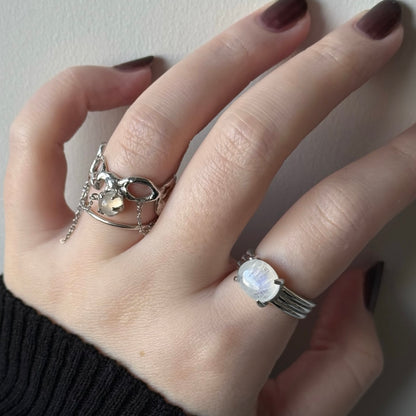 [ moon stone ] trois silver