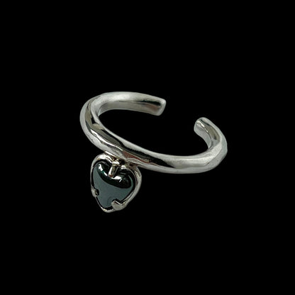 [ hematite ] um heart ring silver