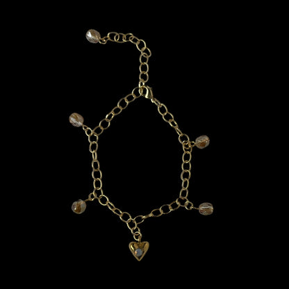 [ opal ] heart motif charm bracelet gold