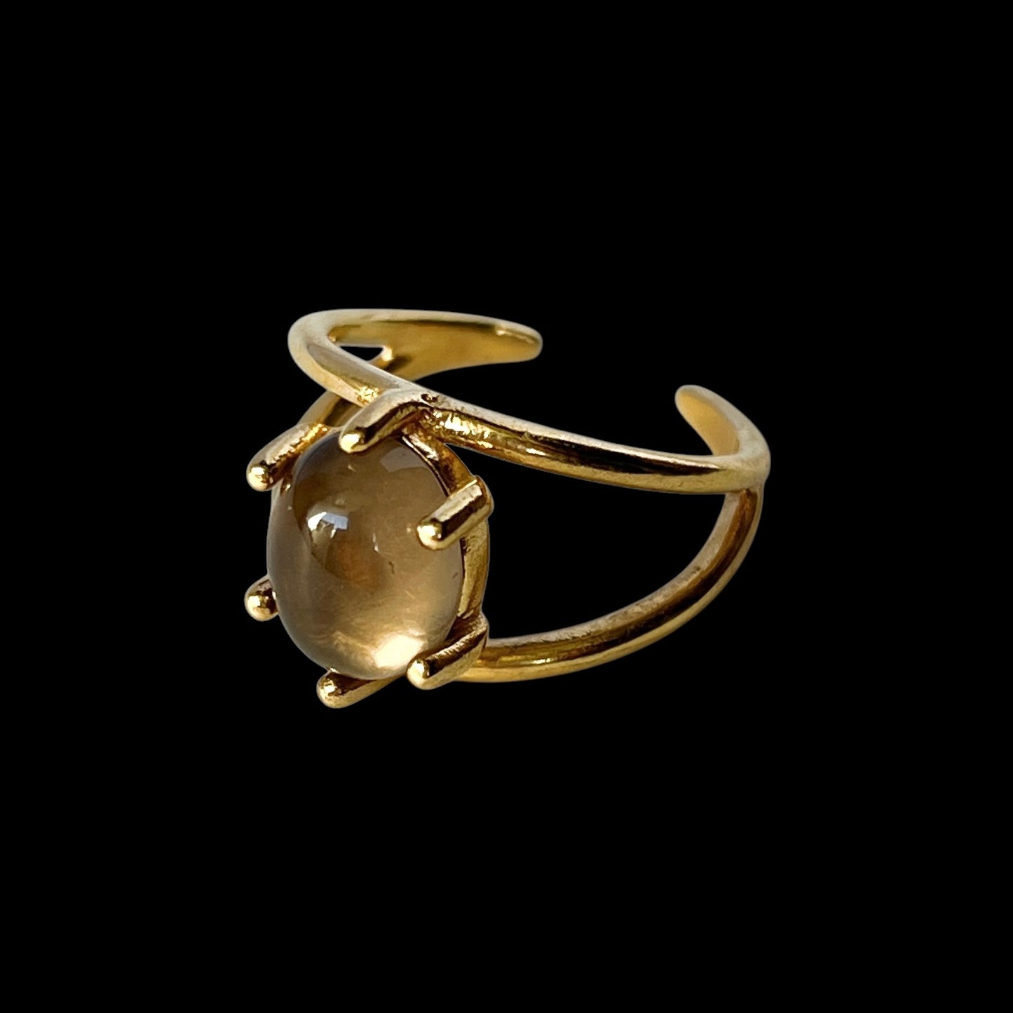 [ smoky quartz ] double gold [ free size ]