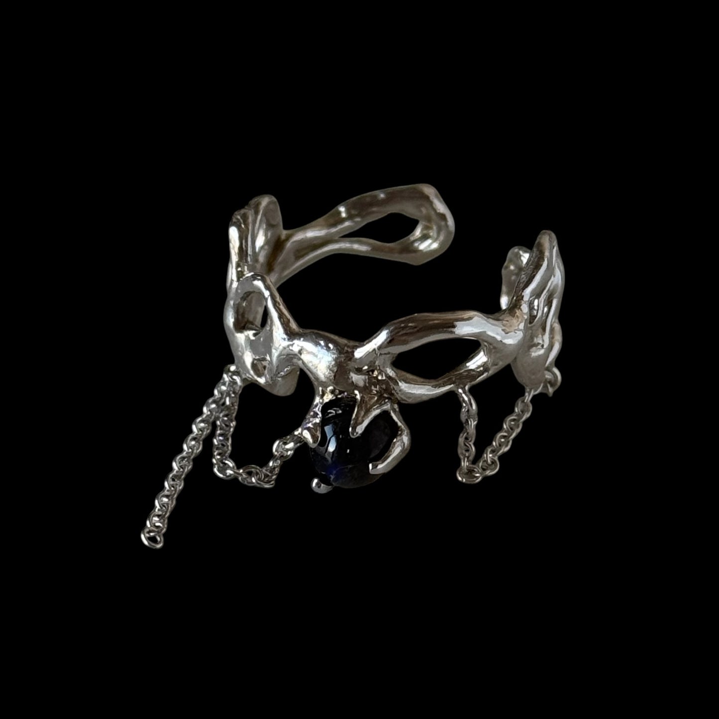 [ labradorite ] nuanced mesh silver [ free size ]