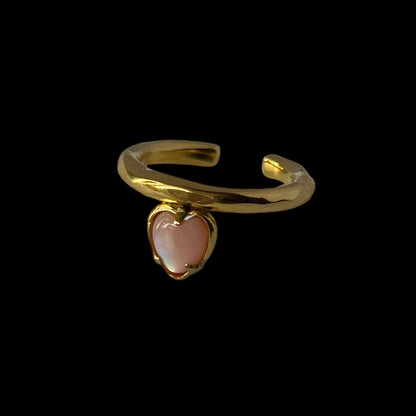 [ pink shell ] um heart ring gold
