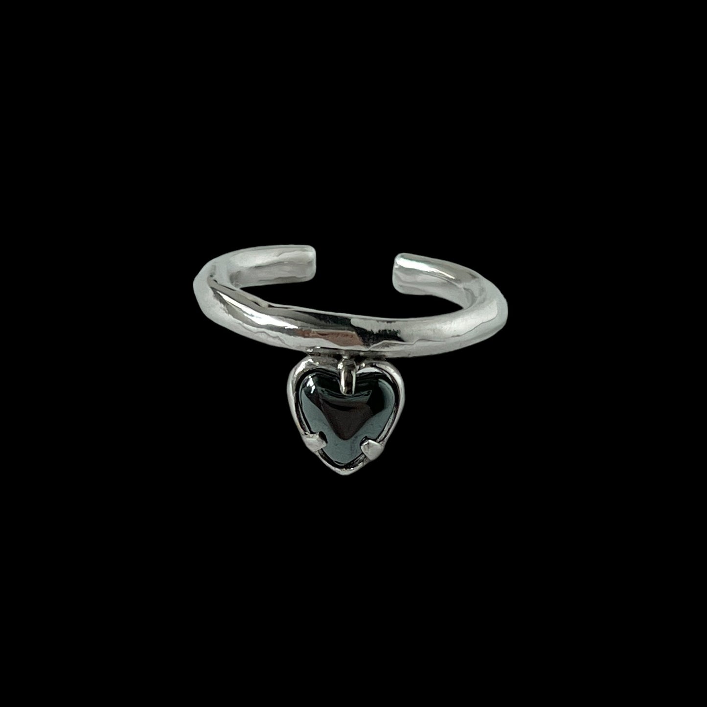 [ hematite ] um heart ring silver