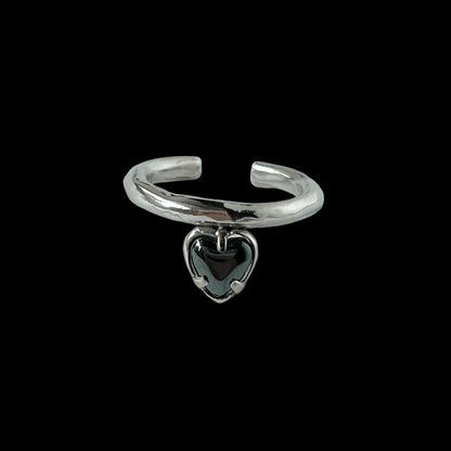 [ hematite ] um heart ring silver