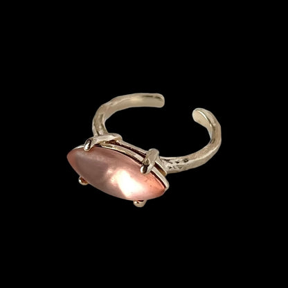 【2 rings set】[ pink ] gem MARQUISE gold & [ gold ] ribbon ring