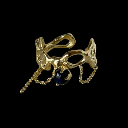 [ labradorite ] nuanced mesh gold [ free size ]