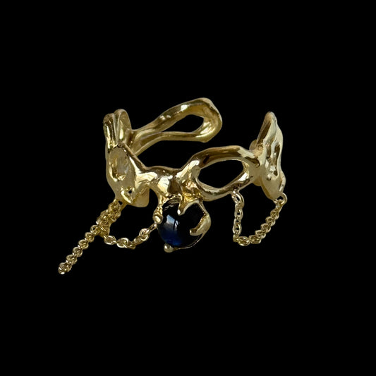 [ labradorite ] nuanced mesh gold [ free size ]