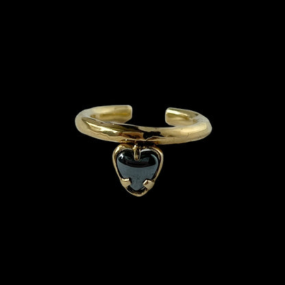 [ hematite ] um heart ring gold