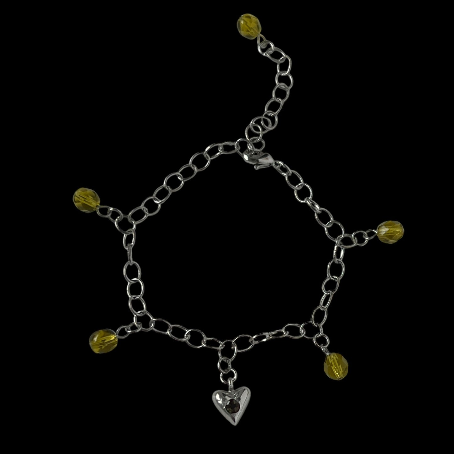 [ andalusite ] heart motif charm bracelet silver