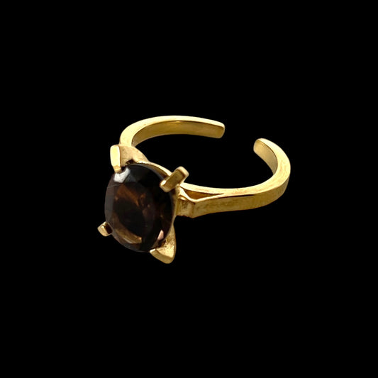 [ smoky quartz ] classic gold [ free size ]