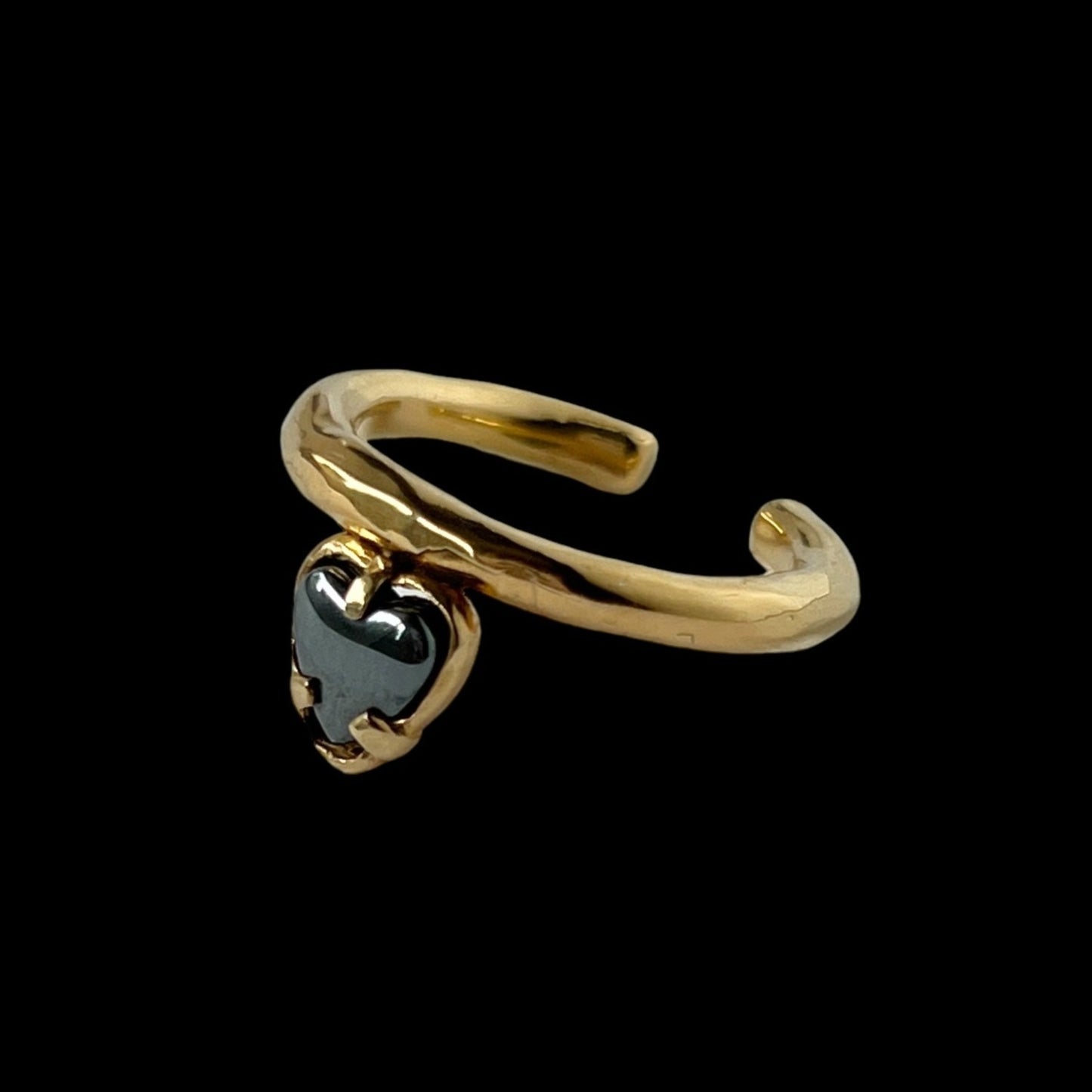 [ hematite ] um heart ring gold