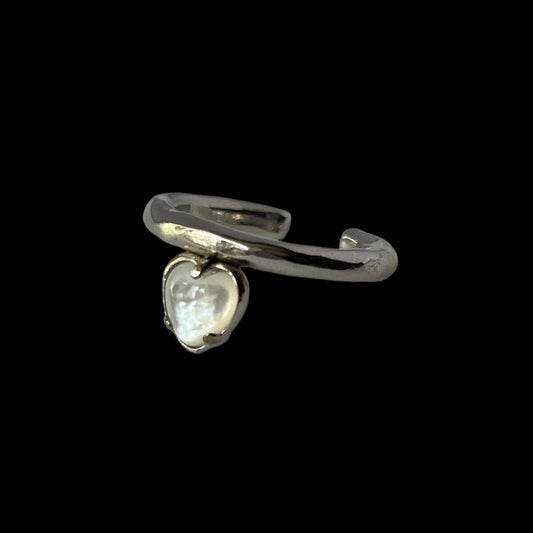 [ white shell ] um heart ring silver [ free size ]