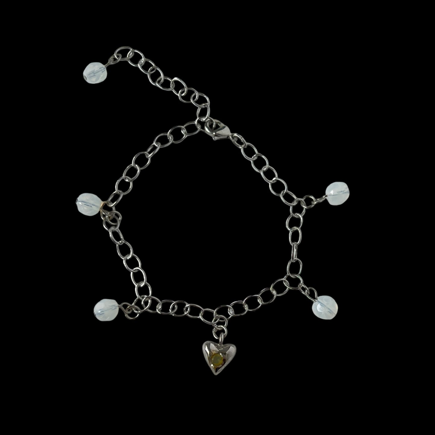 [ opal ] heart motif charm bracelet silver