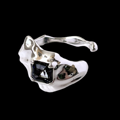 [ crystal night ]  melt ring  silver  [ free size ]