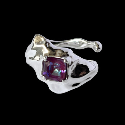 [ burgundy ]  melt ring  silver