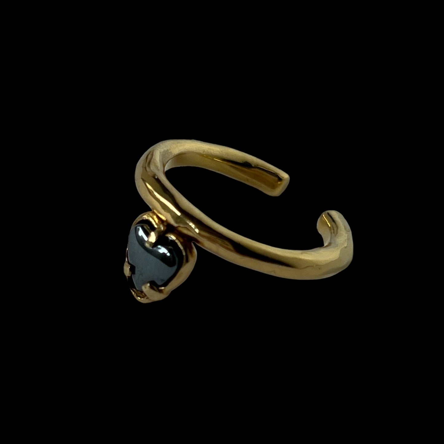 [ hematite ] um heart ring gold