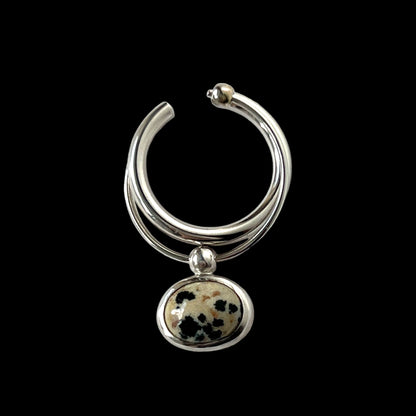 [ dalmatian Jasper_a ] cabochon motif ring silver