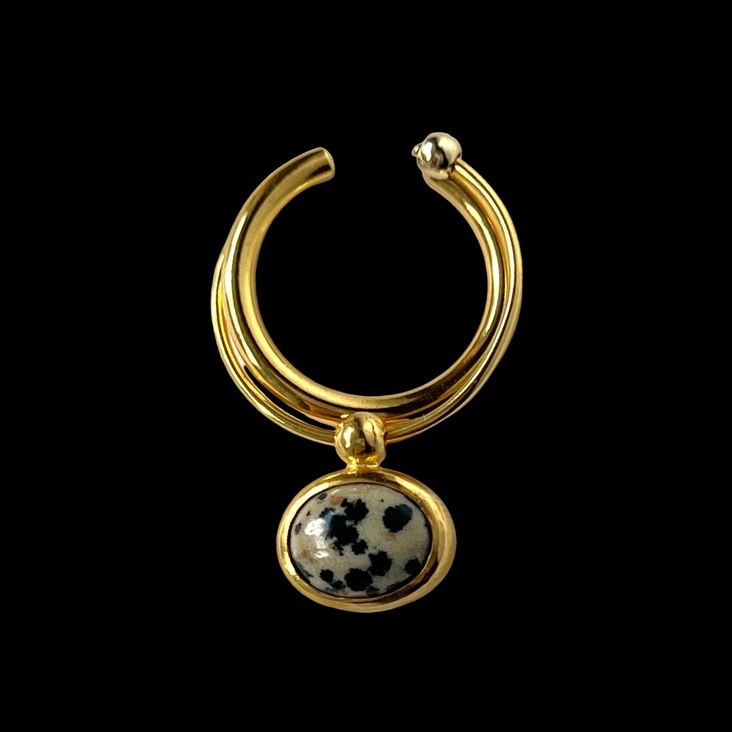 [ dalmatian Jasper_b ] cabochon motif ring gold