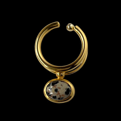 [ dalmatian Jasper_c ] cabochon motif ring gold