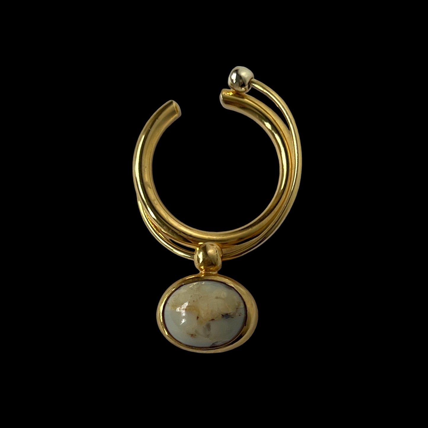 [ crazy lace agate ] cabochon motif ring gold
