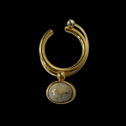 [ crazy lace agate ] cabochon motif ring gold